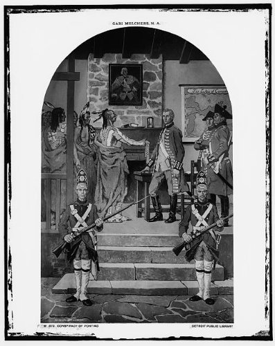 Black and white image of Gari Melchers' "Conspiracy of the Potomac" mural