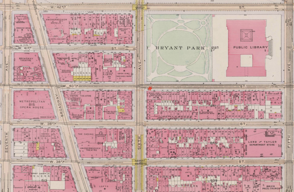 Location of Bryant Park Studios, New York Public Library Collection